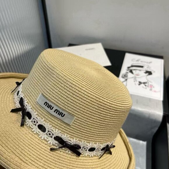 miu miu new flat top straw hat - Picture 3 of 8